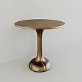 Round Wooden Top Dining Table With Elegant Curved Metal Base Modern Style