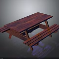 Durable Wooden Picnic Table With Attached Benches And Smooth Surface Design