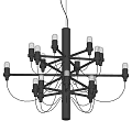 Modern Black Metal Chandelier With Branch Structure And Multiple Bulbs