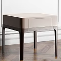 Modern Bedside Table With Light Top And Dark Wood Legs And Drawer