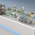 Industrial Processing Facility 3D Model With Pipes Tanks And Equipment