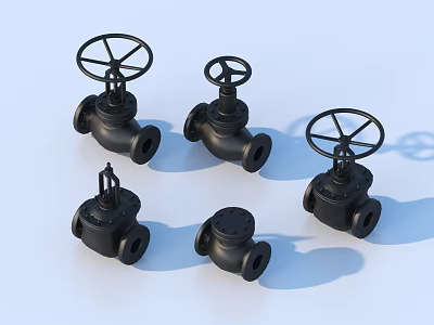 Black Handwheel Valves Various Types And Designs For Home Plumbing Supplies 3d model