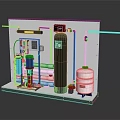 Industrial Processing Equipment System With Black White Tanks Pipes Valves And Control Panel