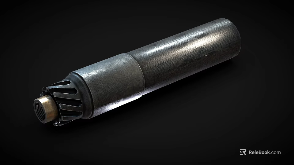 Metallic Cylindrical Mechanical Component With Mesh Texture And Shiny Surface 3d model 