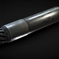 Metallic Cylindrical Mechanical Component With Mesh Texture And Shiny Surface