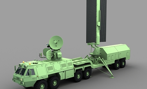 early warning radar vehicle tracking illumination radar vehicle fire control radar phased array radar vehicle air defense radar anti-stealth radar medium and long range air warning radar command vehicle 3d model