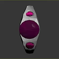 Silver Fashion Ring Featuring Red Diamond Shaped And Round Gemstones 3d model