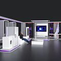 Exhibition Island Design With Modern Display Cabinets Screen And Appliances
