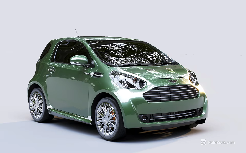 Green Compact Car With Stylish Exterior And Chrome Alloy Wheels 3d model 