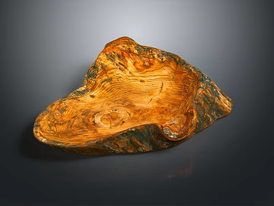 Natural Wooden Stone Crafted Bowl With Unique Grain Texture And Artisan Design 3d model