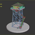 Intricate Metal Frame Tower Model With Staircase And Top Structure On White Base 3d model