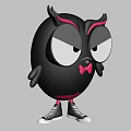 Stylish Black Owl Doll With Pink Eyebrows Bow Tie And Sneakers