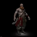 Game Movie Character Bald Warrior With Red Beard Arm Tattoos And Sword