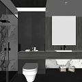 Modern Bathroom Interior Design With Marble Countertop Wooden Cabinets And Glass Shower Enclosure