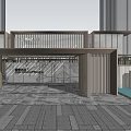 Modern Museum Architecture With Glass Entrance Metal Structure And Stone Paving