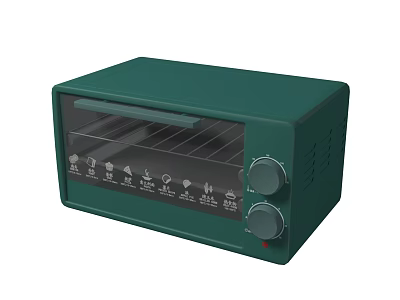 Compact Green Countertop Kitchen Appliance With Control Knobs And Glass Door 3d model