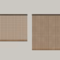 Brown Bamboo Blinds With Vertical And Grid Textures Wall Mounted Design 3d model