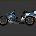 Racing Motorcycle With Blue Black Aerodynamic Body 26 2S Numbers And Golden Wheels