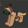 Polygonal German Shepherd Dog 3D Model with Geometric Shapes and Modern Low Poly Design