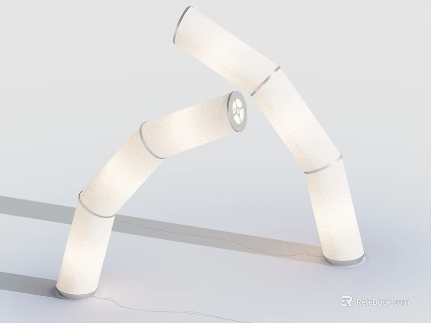 Modern Curved Floor Lamp With White Fabric Shade And Elegant Arched Structure 3d model 