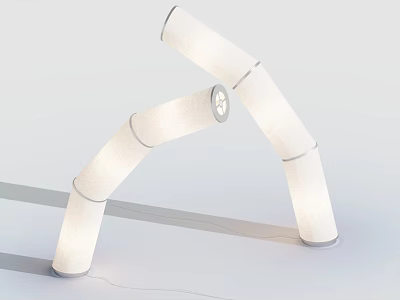 Modern Curved Floor Lamp With White Fabric Shade And Elegant Arched Structure 3d model