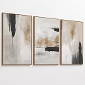 Modern Abstract Wall Art Paintings With Brown Black White Brush Strokes