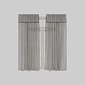 Modern Sheer Curtains With Striped Design And Valance For Window Decor 3d model