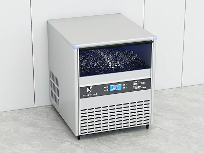Silver Countertop Ice Maker With Digital Display For Modern Kitchen Appliance Use 3d model