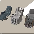 Three Comfortable Massage Chairs in Dark Gray Light Gray and Brown with Modern Ergonomic Design
