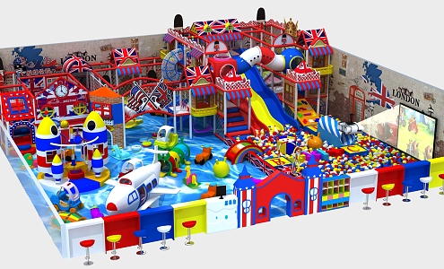 Modern Amusement Equipment British Naughty Castle 3d model