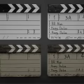 Professional Commercial Film Clapperboards with Colorful Stripes and Writing Sections for Movie Production