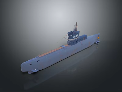 3D Rendered Blue Submarine Model With Conning Tower And Deck Details 3d model