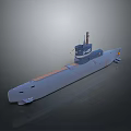 3D Rendered Blue Submarine Model With Conning Tower And Deck Details