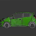 Green Compact Car With Black Wheels In Modern Rendered Style