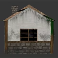 Small Cottage Exterior With Brown Mossy Roof White Walls Red Door And Reflection