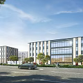 Modern Office Buildings In Urban Setting With Glass And Trees