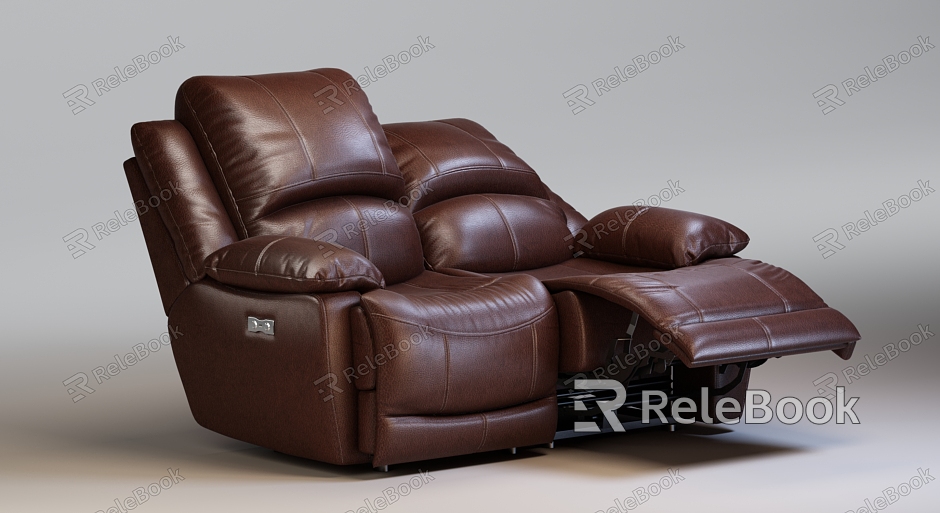 Modern recliner multi-function two-seat leather sofa model