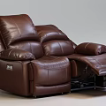 Brown Leather Recliner Chair With Adjustable Footrest Armrests And Soft Cushions