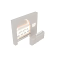 Beauty Salon Display Shelves With Arched Design Warm Lighting And Neatly Arranged Products