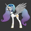 White Alicorn Game Character With Gradient Blue Purple Mane Tail White Wings And Golden Decorations