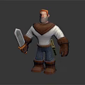 Red Haired Game Movie Character In White Shirt Brown Cloak With Sword Brown Gloves