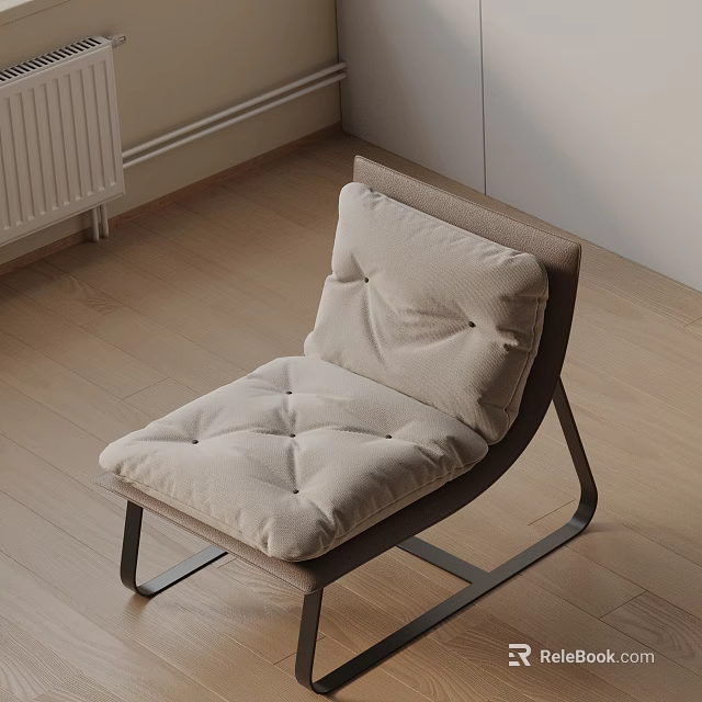 Modern Accent Chair With Padded Seat Back Neutral Tone Metal Frame Living Room Interior 3d model 