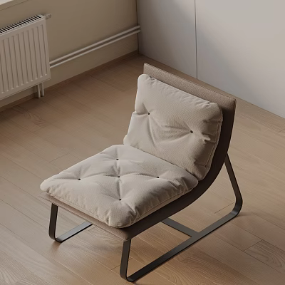 Modern Accent Chair With Padded Seat Back Neutral Tone Metal Frame Living Room Interior 3d model