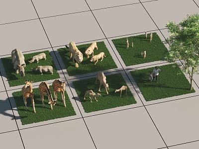 animal combination african animal combination grassland animal combination rhinoceros giraffe camel lion meerkat herbivore model