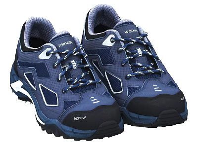 KINGSHOW Blue Hiking Shoes With White Accents Shock Absorption And Non Slip Sole 3d model