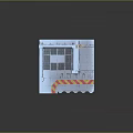 Spacecraft Interior Module With Metal Grid Floor And Red Yellow Warning Stripes Astronaut Workspace Design