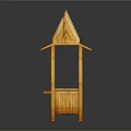 Handcrafted Bamboo Display Stand With Striped Design And Multiple Layers