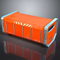 Orange Storage Box for Daily Life Supplies With Silver Frame and White Stripes Design