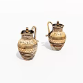 Pair of Elegant Traditional Ceramic Jugs With Intricate Gold Patterns And Vintage Design