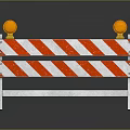 Red White Striped Road Barrier With Yellow Warning Lights And Metal Frame For Traffic Control